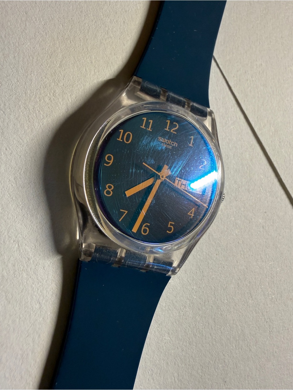 Swatch Watch with Glossy Teal Face and Teal Strap - Picture 5 of 7